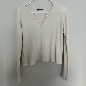 Brandy Melville Ribbed Henley Long Sleeve Top
